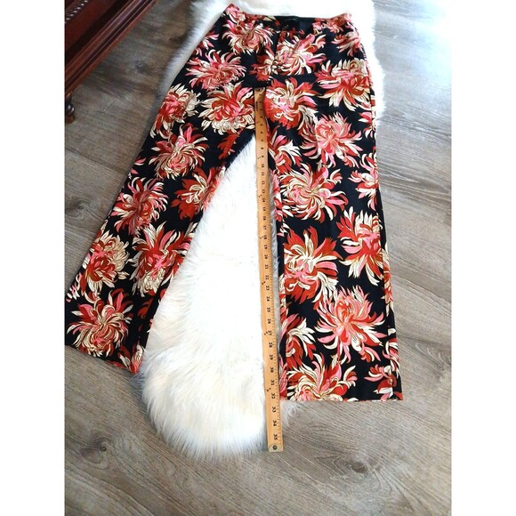 Who What Wear Women's Size 32" M Wide Leg Black Floral Pants Side & Back Pockets - Picture 9 of 11